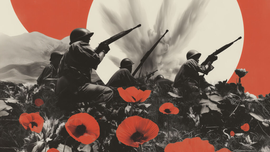 anachoretique_army_war_soldiers_explosion_weapons_in_a_circle_p_b7ca4d65-7626-45ab-bc45-9f605be224dd-topaz